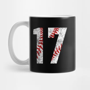 Vintage #17 Baseball Laces Baseball Mom Jersey Love Baseball T-shirt Mug